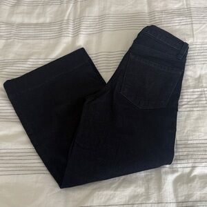 J Brand Dark Blue Mid Rise Wide Leg Cropped Jeans Size 23